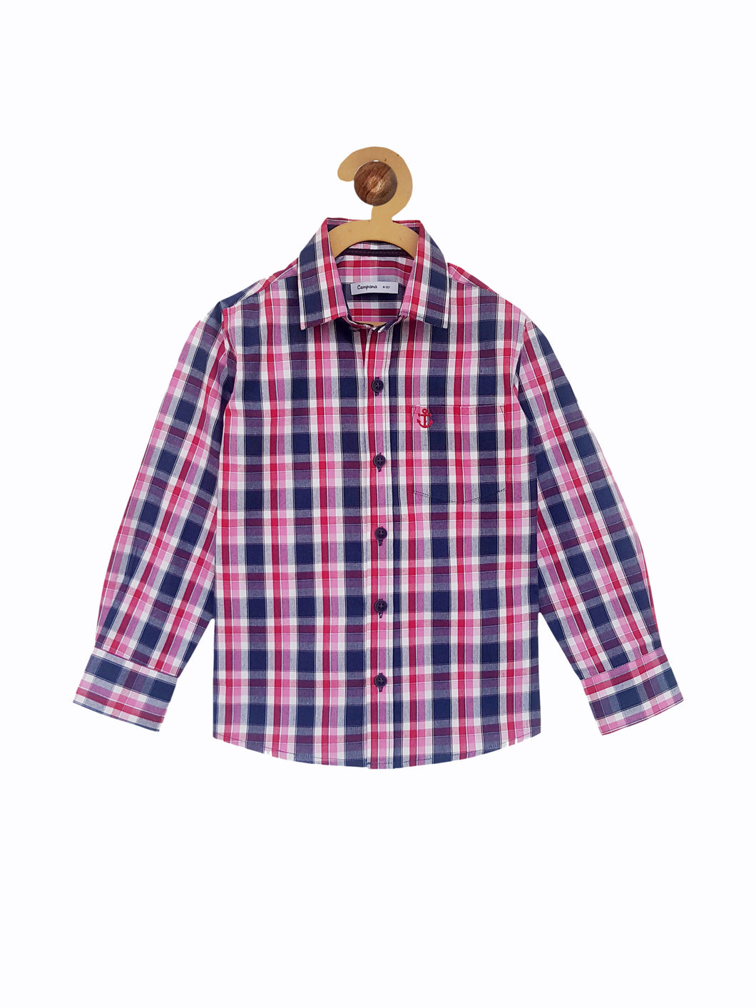 Campana Boys Full-Sleeves Check Shirt - Blue & Red (CK13221)