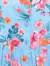 Load image into Gallery viewer, Campana Girls Cheryl Halter Neck Dress - Tropical Delight Print - Blue &amp; Pink
