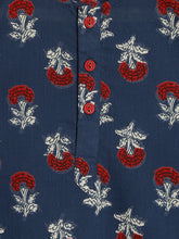 Load image into Gallery viewer, Boys Bansi Dhoti Kurta Set -  Genda Phool Print - Navy &amp; Red
