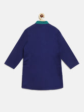 Load image into Gallery viewer, Campana Boys Solid Kurta Pyjama Set - Navy with Teal Placket
