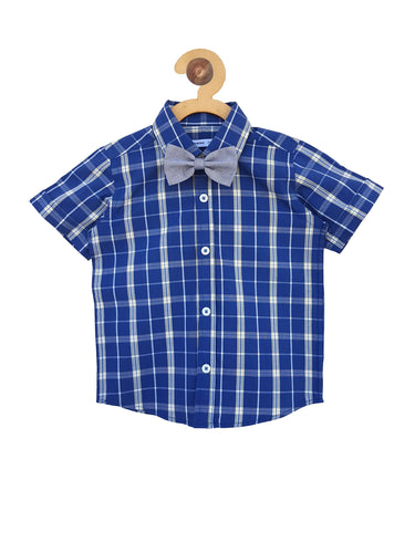 Campana Boys Half Sleeve Shirt with Bowtie - Navy Check (CK25026)