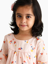 Load image into Gallery viewer, Campana Girls Ashley Frilly Sleeve Dress - Flower Scatter Print - Pink &amp; Multicolour

