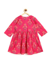Load image into Gallery viewer, Campana Girls Sanah Dhoti Set - Bold Flower Print - Magenta &amp; Mustard
