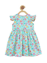 Load image into Gallery viewer, Campana Girls Floral Print Crossover Dress - Sea Green (CK30603)Campana Girls Floral Print Crossover Dress - Sea Green (CK30603), Blue Dress, Pink Print Dress, Print Dress, Summer Dress, Frock
