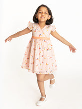 Load image into Gallery viewer, Campana Girls Ruby Crossover Dress - Flower Scatter Print - Baby Pink
