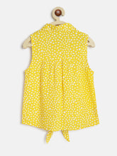 Load image into Gallery viewer, Campana Girls Vickie Shirt Style Top - Wild Dots Print - Yellow
