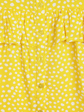 Load image into Gallery viewer, Campana Girls Vickie Shirt Style Top - Wild Dots Print - Yellow
