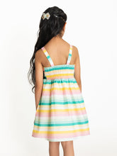 Load image into Gallery viewer, Campana Girls Lisa Bohemian Dress - Pastel Stripes - Multicolour
