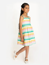 Load image into Gallery viewer, Campana Girls Lisa Bohemian Dress - Pastel Stripes - Multicolour
