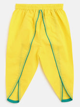 Load image into Gallery viewer, Campana Girls Asmi Dhoti Set - Plant Print - Aqua Blue and Lemon Yellow
