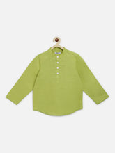 Load image into Gallery viewer, Campana Boys Amias Popover Shirt - Solid Textured - Lime Green
