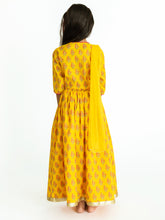 Load image into Gallery viewer, Campana Girls Koel Lehenga Set - Guldasta Print - Yellow
