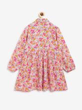 Load image into Gallery viewer, Campana Girls Ava Button Down Dress - Flower Cluster Print - Pink &amp; Multicolour
