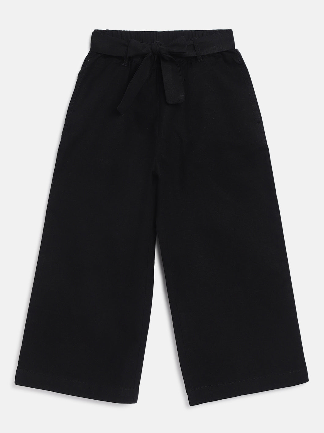 Campana Girls Chelsea 100% Cotton Culottes Trousers with Belt - Black