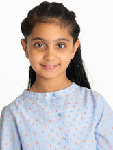 Load image into Gallery viewer, Campana Girls Anne Crinkle Sleeve Shirt - Chambray Dobby - Blue
