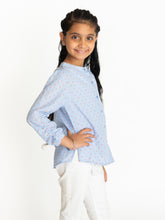 Load image into Gallery viewer, Campana Girls Anne Crinkle Sleeve Shirt - Chambray Dobby - Blue
