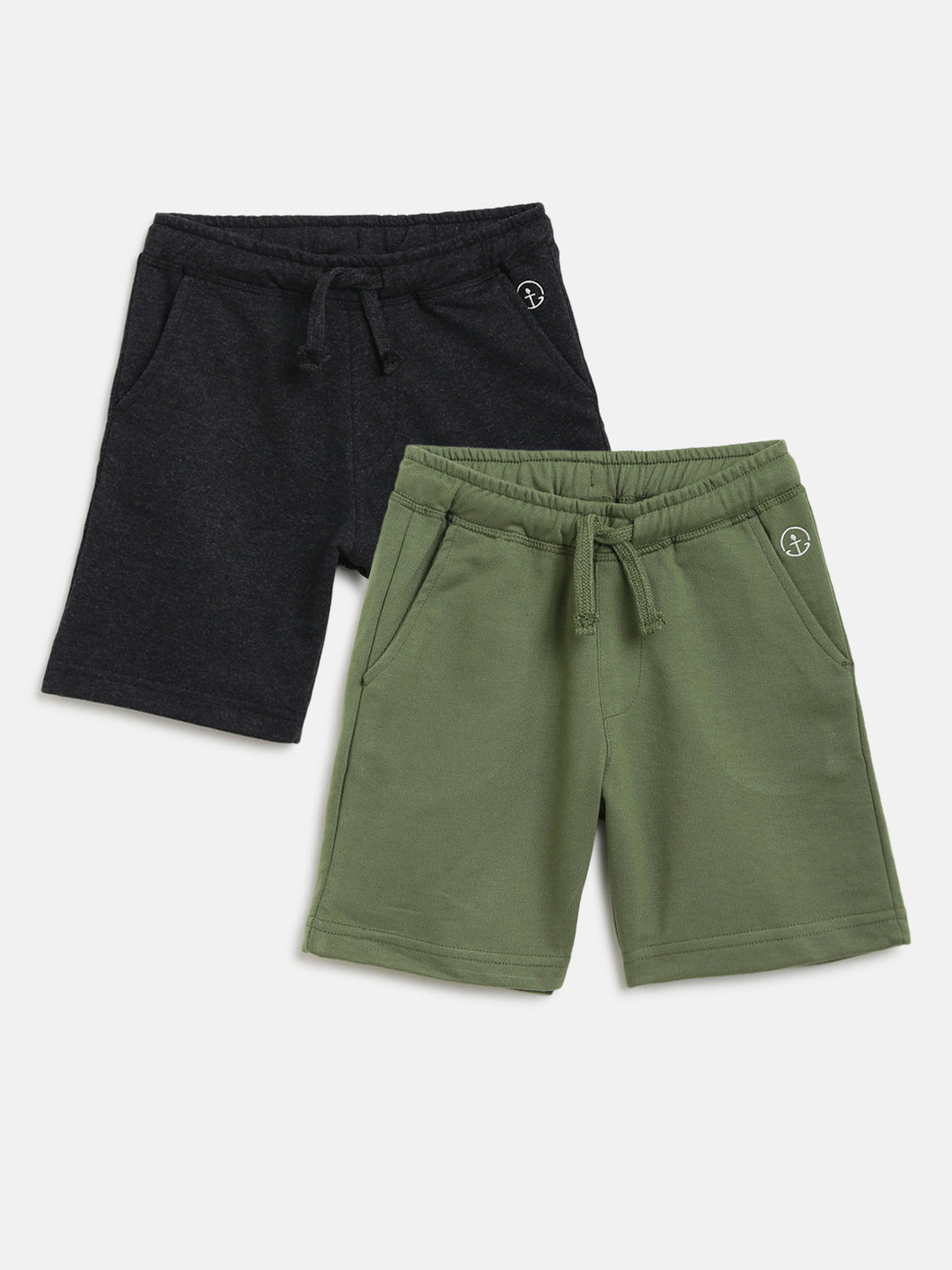Campana Boys Larry Pack of Two Shorts - Charcoal & Olive