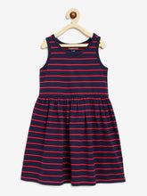 Load image into Gallery viewer, Campana Girls Grace Fit &amp; Flare Dress - Breton Stripes - Navy &amp; Red
