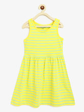 Load image into Gallery viewer, Campana Girls Grace Fit &amp; Flare Dress - Breton Stripes - Canary Yellow &amp; Turquoise
