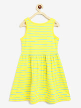 Load image into Gallery viewer, Campana Girls Pack of Two Cotton Jersey Striped Fit &amp; Flare Dresses - Canary Yellow &amp; Lime Green
