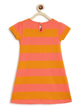 Load image into Gallery viewer, Campana Girls Vera A-Line Dress - Rugby Stripes - Peach &amp; Tuscan Yellow
