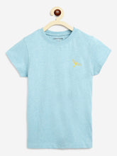 Load image into Gallery viewer, Campana Girls Steffi Pack of 2 Round Neck T-Shirts - Peach Stripe + Ice Blue Melange
