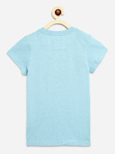 Load image into Gallery viewer, Campana Girls Steffi Pack of 2 Round Neck T-Shirts - Peach Stripe + Ice Blue Melange
