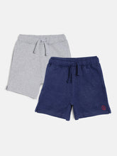 Load image into Gallery viewer, Campana Girls Simone Pack of Two Solid Shorts - Denim Melange &amp; Grey Melange
