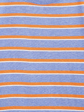 Load image into Gallery viewer, Campana Boys Luciano Long Sleeve Striped Round Neck T-Shirt - Blue Melange &amp; Orange
