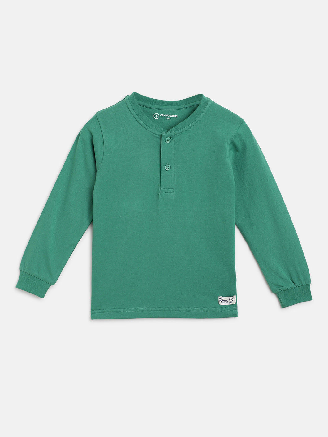 Campana Boys Alexander Full Sleeve Henley T-Shirt - Green