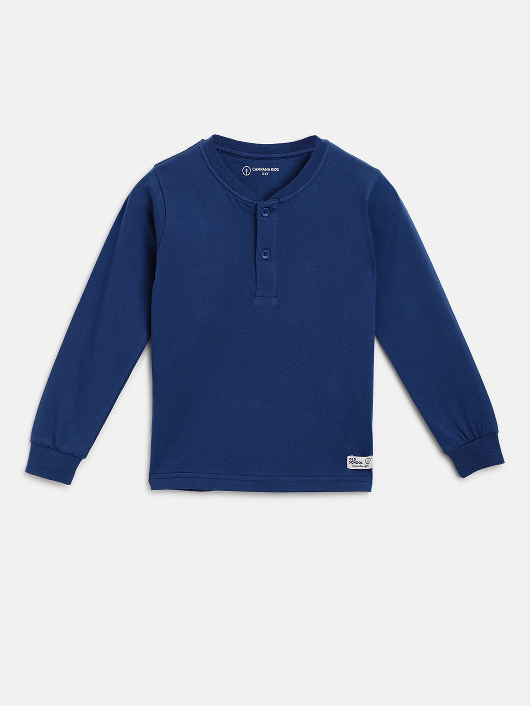 Campana Boys Alexander Full Sleeve Henley T-Shirt - Blue